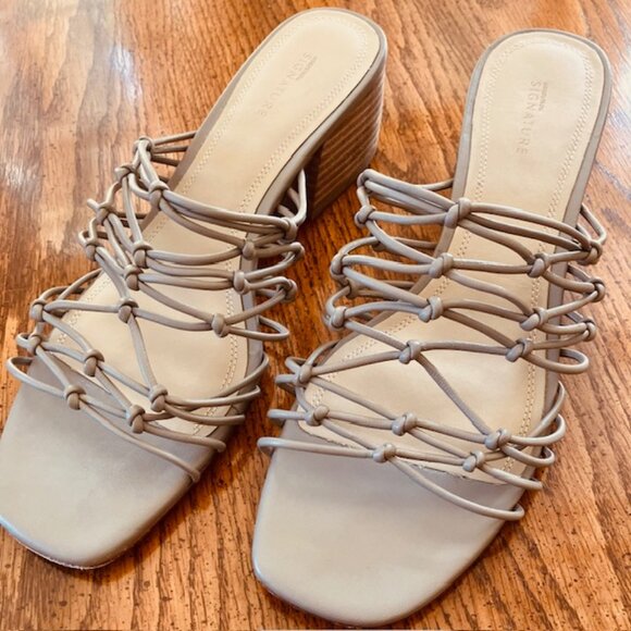 Nordstrom Signature knotted strappy sandals Taupe women's size 9 - Picture 3 of 4